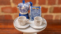 Bialetti Dolce & Gabbana Mediterranean Blue Moka Express 3-Cup Espresso Maker with Autentico Coffee & 2 Coffee Cups | Gift Set Rare and Ready Gifts