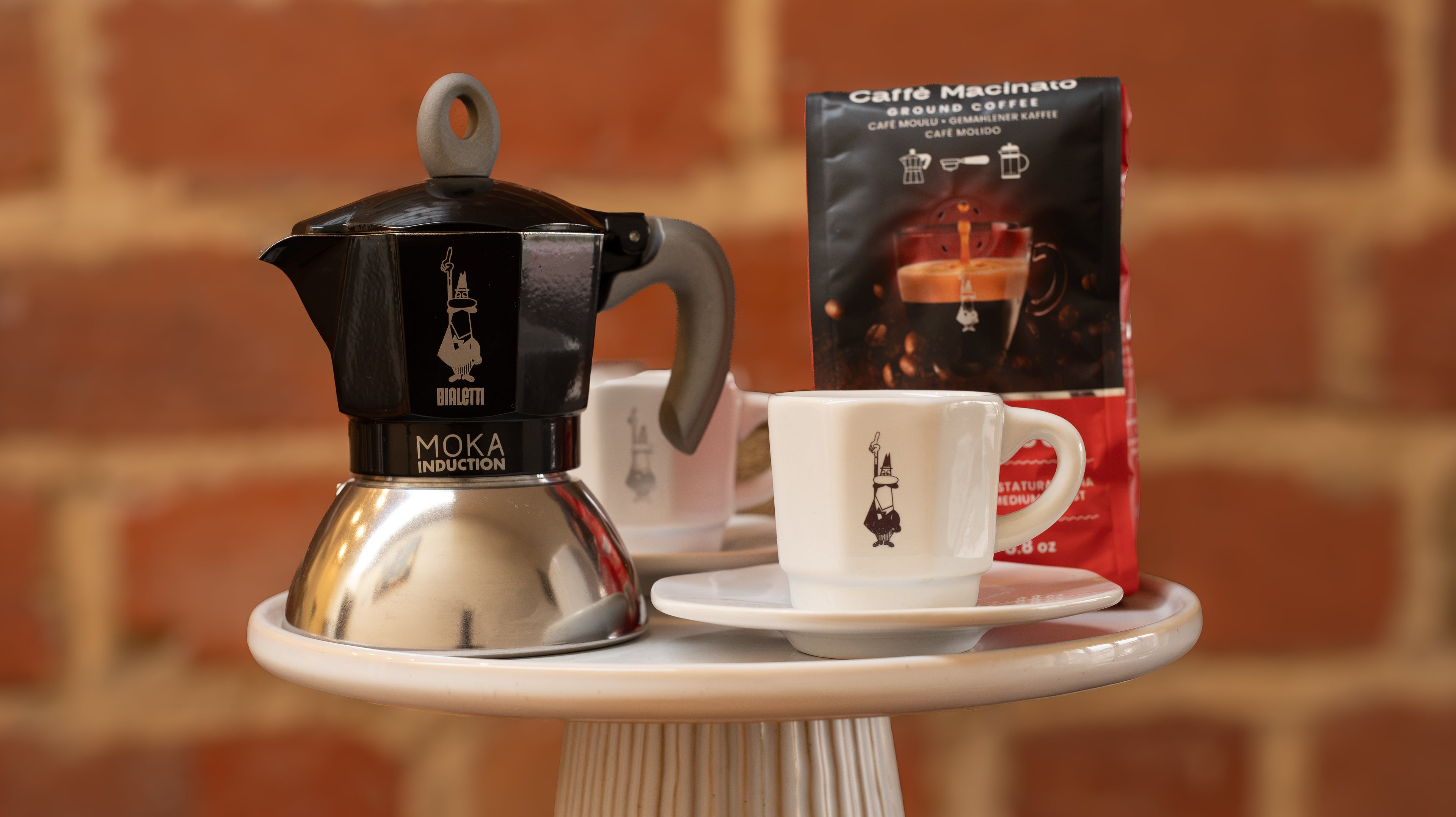Black Bialetti Moka Induction 2-Cup Espresso Maker + 2 Bialetti Coffee Cups | Gift Set Rare and Ready Gifts
