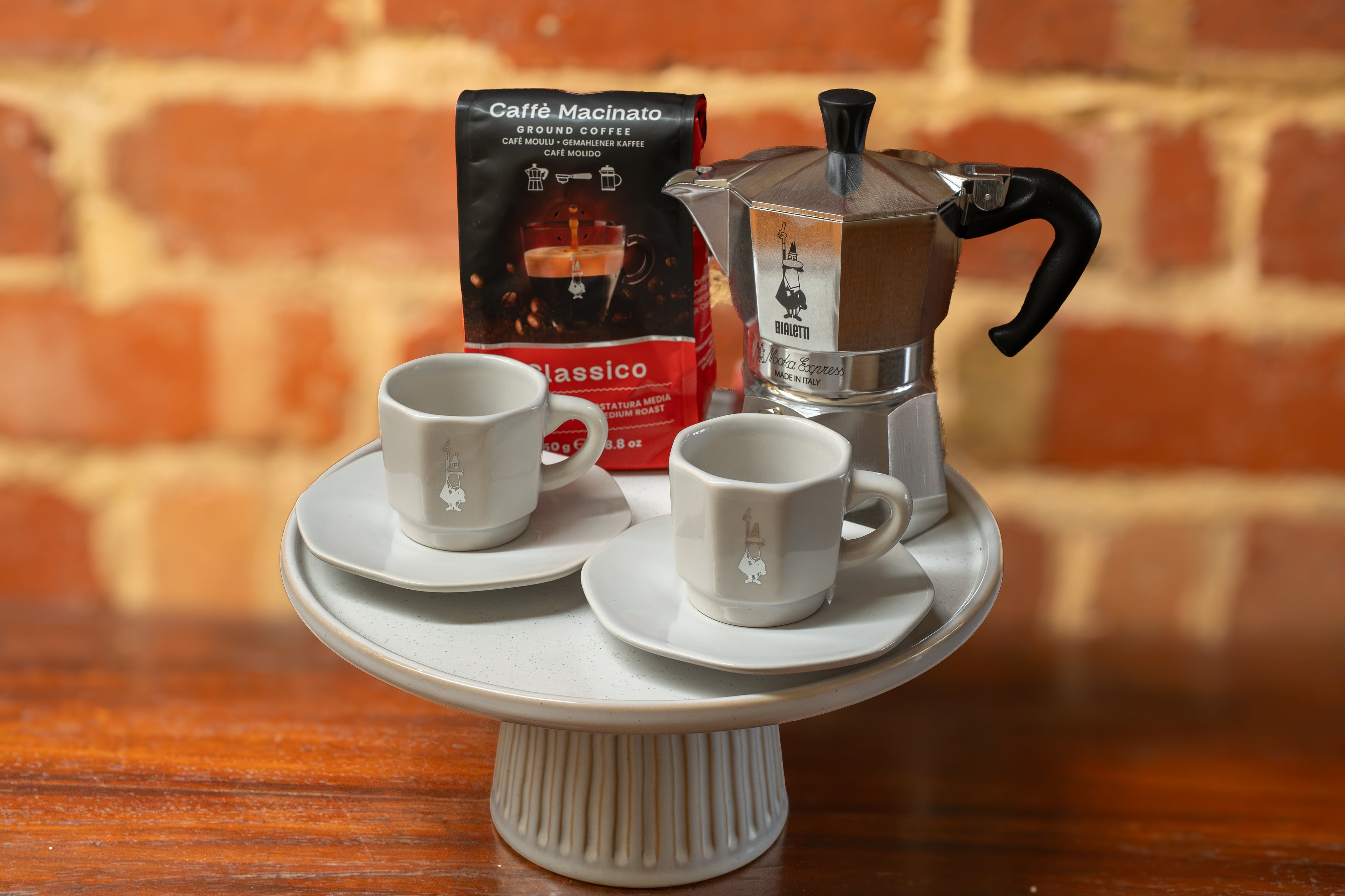 Bialetti Moka Express 3-Cup Espresso Maker + 2 Bialetti Coffee Cups | Premium Gift Set Rare and Ready Gifts